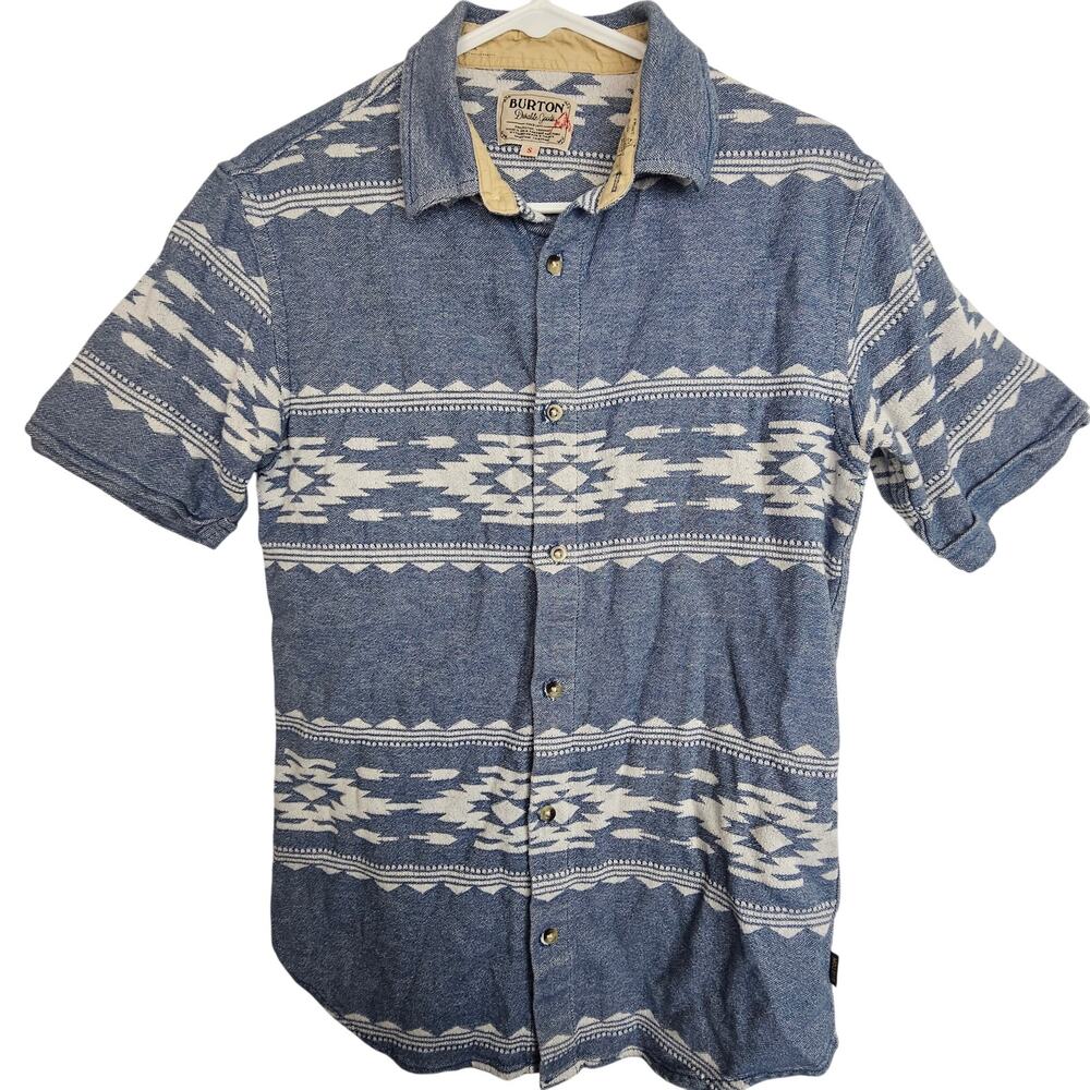 Burton Shirt Men S Blue Southwestern Durable SS Button Heavyweight Outdoor